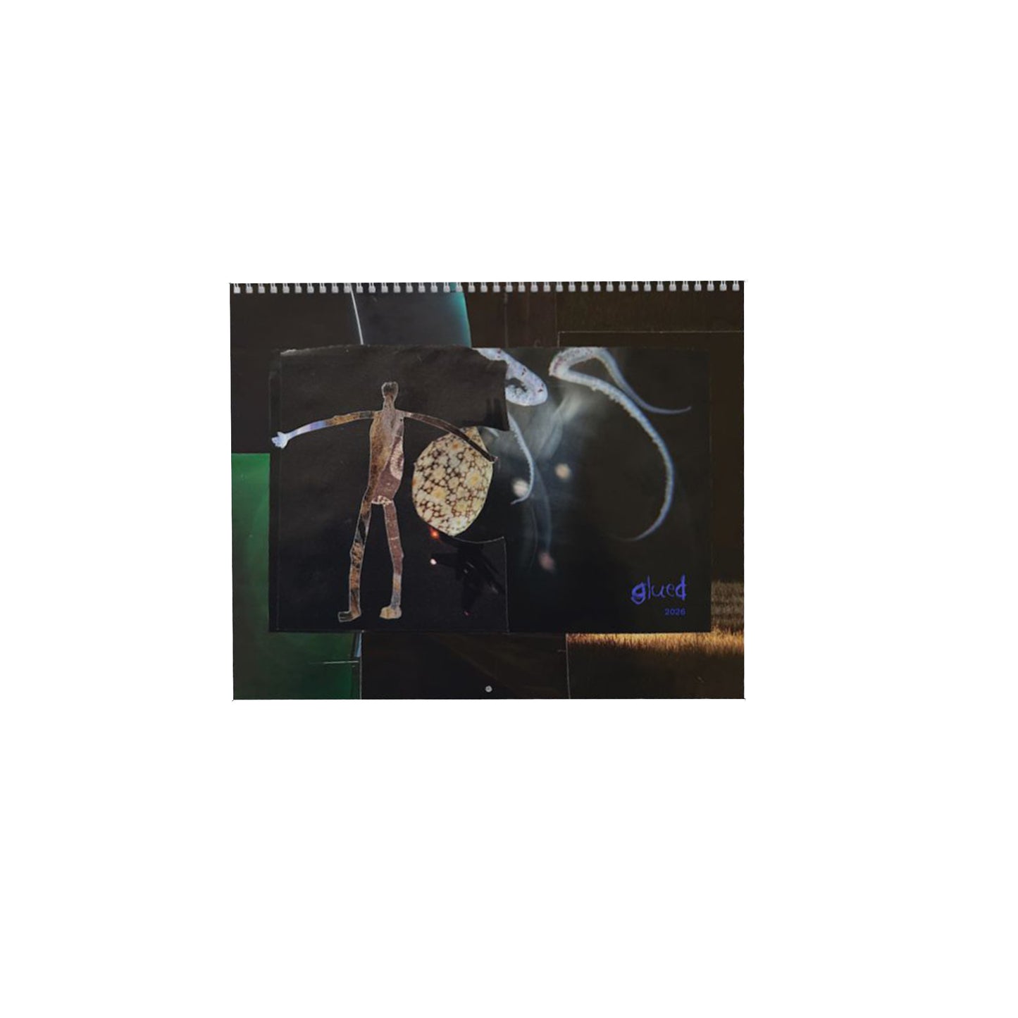 Glued collage calendar 2026